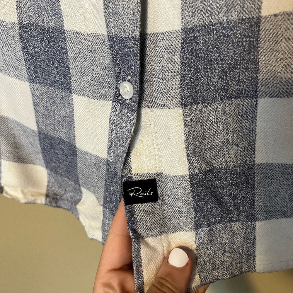 Rails Checkered Cuff Sleeve Button Down Shirt - image 4